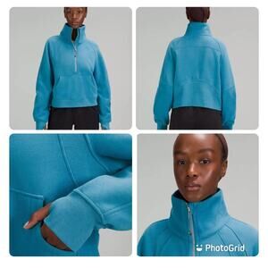Lululemon Scuba Oversized Funnel Neck Half Zip M/L Oceanic Blue Pre-Owned